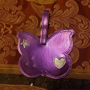 purple butterfly luggage tag